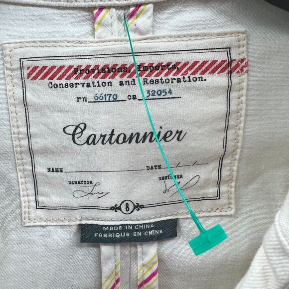 Anthropologie Cartonnier Women's Size 8 Denim Kittery Blazer Jacket Elbow Patch - Picture 10 of 12
